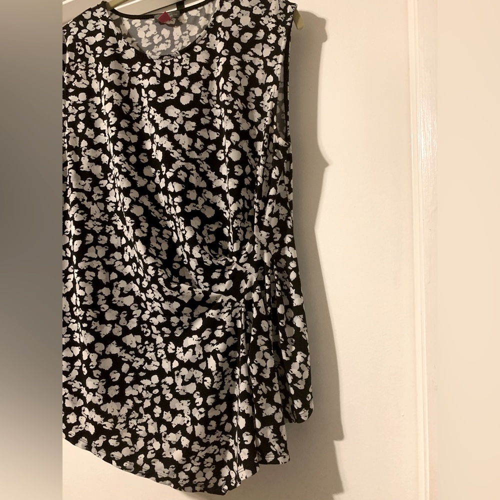 Vince Camino black and white (side gathered) top.